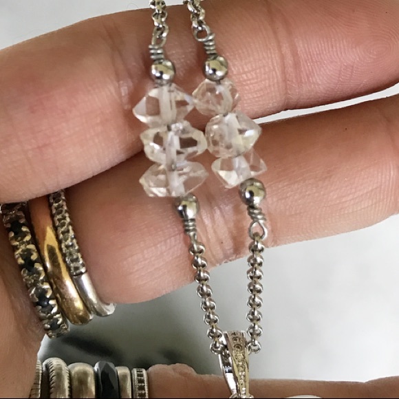 White gold plated cz moon stars herkimer diamonds - Picture 10 of 12